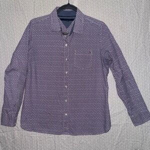Tommy Hilfiger Womens Button Down Shirt Floral Print Blue Red White Size M